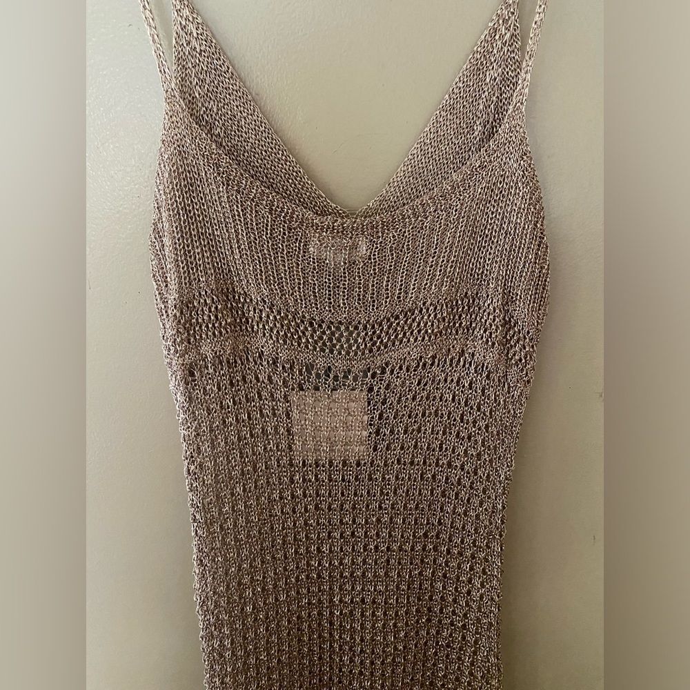 Superdown Darcie Maxi Dress Gold Metallic Knit Crochet Resort Swim Revolve M — image 8 of 8